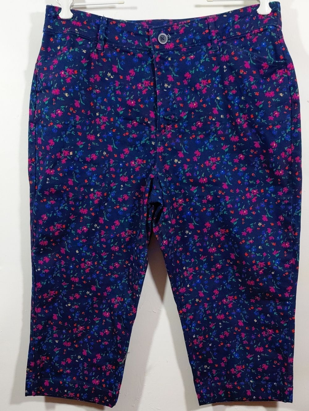 St. John's Bay Navy Floral Capris - Pink & Blue Size 16